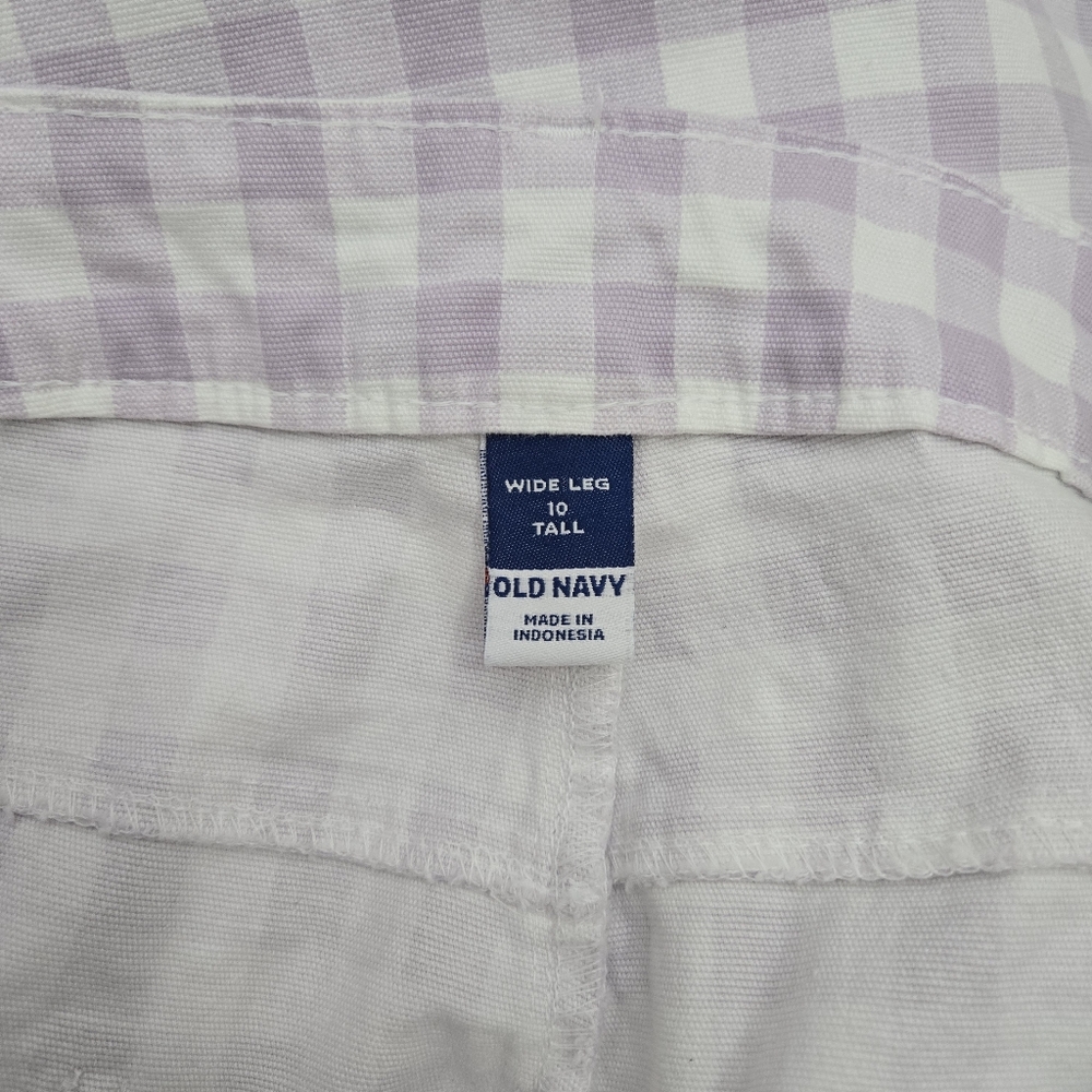 OLD NAVY Retro Gingham High-Waisted Cropped Wide-Leg Chino Pants‎ 10 Tall - Picture 8 of 10